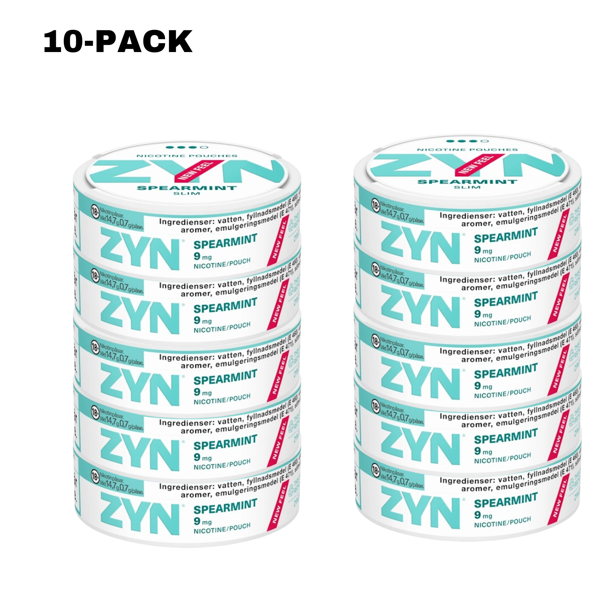 NordicFulfillment NordicFulfillment Nicotine Pouches ZYN Spearmint Slim Strong 10-PACK (9 mg/pouch)